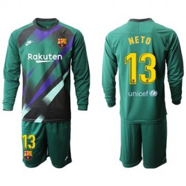Barcelona #13 Neto Yellow Goalkeeper Long Sleeves Soccer Club Jersey