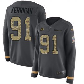 Nike Washington Football Team #91 Ryan Kerrigan Anthracite Salute to Service Womens Stitched NFL Limited Therma Long Sleeve Jersey