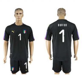 Italy #1 Buffon Black Goalkeeper Soccer Country Jersey