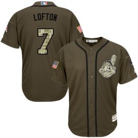Cleveland Indians #7 Kenny Lofton Green Salute to Service Stitched Youth MLB Jersey