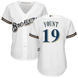 Milwaukee Brewers #19 Robin Yount White Home Womens Stitched MLB Jersey
