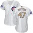 Chicago Cubs #47 Miguel Montero White(Blue Strip) 2017 Gold Program Cool Base Womens Stitched MLB Jersey