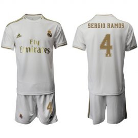 Real Madrid #4 Sergio Ramos White Home Soccer Club Jersey