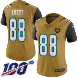 Nike Jacksonville Jaguars #88 Tyler Eifert Gold Womens Stitched NFL Limited Rush 100th Season Jersey