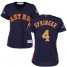 Houston Astros #4 George Springer Navy Blue 2018 Gold Program Cool Base Womens Stitched MLB Jersey
