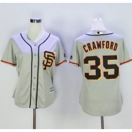 San Francisco Giants #35 Brandon Crawford Grey Womens Road 2 Stitched MLB Jersey