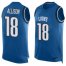 Nike Detroit Lions #18 Geronimo Allison Blue Team Color Mens Stitched NFL Limited Tank Top Jersey
