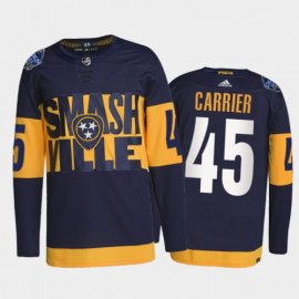 Adidas Nashville Predators #45 Alexandre Carrier Mens 2022 Stadium Series Authentic NHL Jersey – Navy Mens