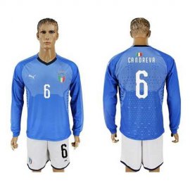 Italy #6 Candreva Blue Home Long Sleeves Soccer Country Jersey