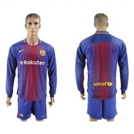 Barcelona Blank Home Long Sleeves Soccer Club Jersey