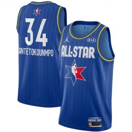 Mens Milwaukee Bucks #34 Giannis Antetokounmpo Blue 2020 NBA All-Star Game Swingman Finished Jersey