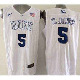 Duke Blue Devils #5 Tyus Jones White Basketball Elite Stitched NCAA Jersey