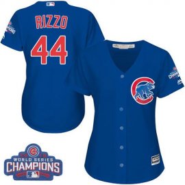 Chicago Cubs #44 Anthony Rizzo Blue Alternate 2016 World Series Champions Womens Stitched MLB Jersey