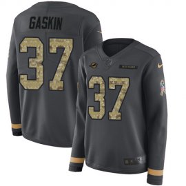 Nike Miami Dolphins #37 Myles Gaskin Anthracite Salute to Service Womens Stitched NFL Limited Therma Long Sleeve Jersey