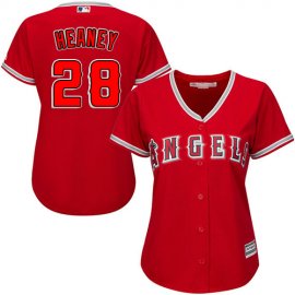 Los Angeles Angels #28 Andrew Heaney Red Alternate Womens Stitched MLB Jersey