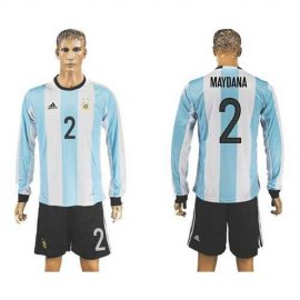 Argentina #2 Maydana Home Long Sleeves Soccer Country Jersey