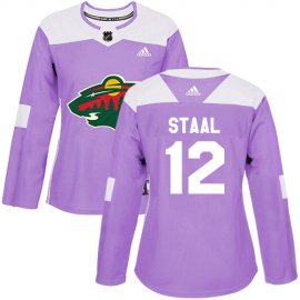 Adidas Minnesota Wild #12 Eric Staal Purple Authentic Fights Cancer Womens Stitched NHL Jersey