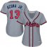 Atlanta Braves #13 Ronald Acuna Jr. Grey Road Womens Stitched MLB Jersey