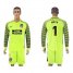 Atletico Madrid #1 Moya Shiny Green Goalkeeper Long Sleeves Soccer Club Jersey
