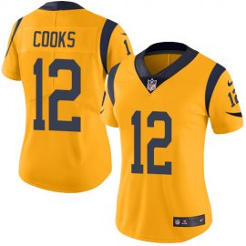 Nike Los Angeles Rams #12 Brandin Cooks Gold Womens Stitched NFL Limited Rush Jersey