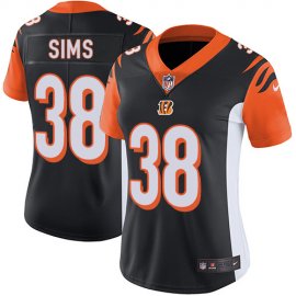 Nike Cincinnati Bengals #38 LeShaun Sims Black Team Color Womens Stitched NFL Vapor Untouchable Limited Jersey