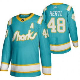 San Jose Sharks #48 Tomas Hertl Mens Adidas 2020 Throwback Authentic Player NHL Jersey Teal