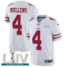 Nike San Francisco 49ers #4 Nick Mullens White Super Bowl LIV 2020 Youth Stitched NFL Vapor Untouchable Limited Jersey