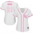 Kansas City Royals #21 Lucas Duda White/Pink Fashion Womens Stitched MLB Jersey