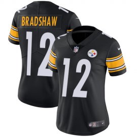 Nike Pittsburgh Steelers #12 Terry Bradshaw Black Team Color Womens Stitched NFL Vapor Untouchable Limited Jersey