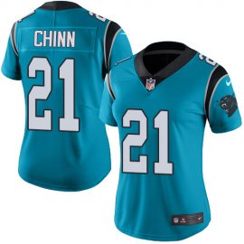 Nike Carolina Panthers #21 Jeremy Chinn Blue Womens Stitched NFL Limited Rush Jersey