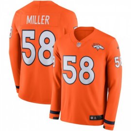 Mens Denver Broncos #58 Von Miller Orange Team Color Mens Stitched NFL Limited Therma Long Sleeve Jersey
