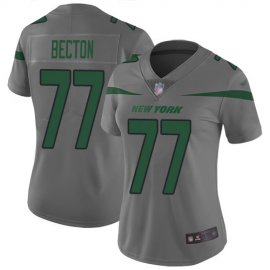 Nike New York Jets #77 Mekhi Becton Gray Womens Stitched NFL Limited Inverted Legend Jersey