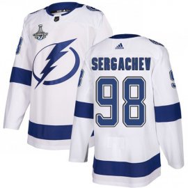 Adidas Tampa Bay Lightning #98 Mikhail Sergachev White Road Authentic 2020 Stanley Cup Champions Stitched NHL Jersey