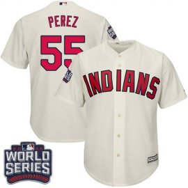 Cleveland Indians #55 Roberto Perez Cream Alternate 2016 World Series Bound Stitched Youth MLB Jersey