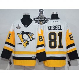 Pittsburgh Penguins #81 Phil Kessel White New Away 2017 Stanley Cup Finals Champions Stitched NHL Jersey