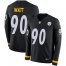 Nike Pittsburgh Steelers #90 T. J. Watt Black Team Color Mens Stitched NFL Limited Therma Long Sleeve Jersey