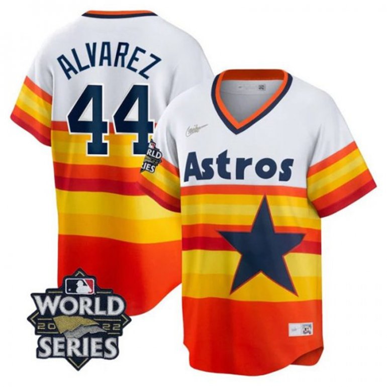 Astros 44 Yordan Alvarez Multi Color Nike 2022 World Series Cool Base Jersey Astros 44 Yordan Alvarez Multi Color Nike 2022 World Series Cool Base Jersey