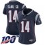 Nike New England Patriots #14 Mohamed Sanu Sr Navy Blue Team Color Womens Stitched NFL 100th Season Vapor Limited Jersey