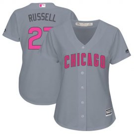 Chicago Cubs #27 Addison Russell Grey Mothers Day Cool Base Womens Stitched MLB Jersey