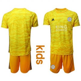 Leicester City Blank Yellow Goalkeeper Kid Soccer Club Jersey