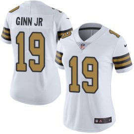 Nike New Orleans Saints #19 Ted Ginn Jr White Womens Stitched NFL Limited Rush Jersey