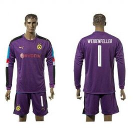 Dortmund #1 Weidenfeller Purple Goalkeeper Long Sleeves Soccer Club Jersey