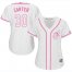 Cleveland Indians #30 Joe Carter White/Pink Fashion Womens Stitched MLB Jersey