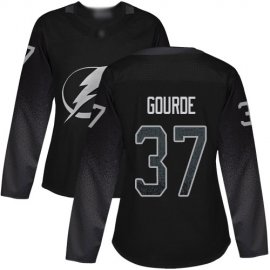 Adidas Tampa Bay Lightning #37 Yanni Gourde Black Alternate Authentic Womens Stitched NHL Jersey
