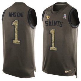 Nike New Orleans Saints #1 Who Dat Green Mens Stitched NFL Limited Salute To Service Tank Top Jersey
