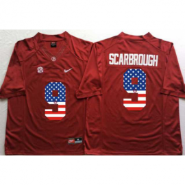 Alabama Crimson Tide #9 Bo Scarbrough Red USA Flag College Jersey
