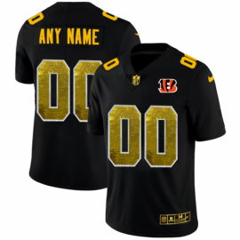 Cincinnati Bengals Custom Mens Black Nike Golden Sequin Vapor Limited NFL Jersey