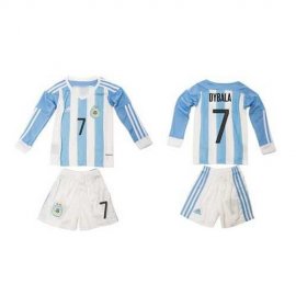 Argentina #7 Dybala Home Long Sleeves Kid Soccer Country Jersey