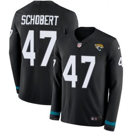 Nike Jacksonville Jaguars #47 Joe Schobert Black Team Color Mens Stitched NFL Limited Therma Long Sleeve Jersey