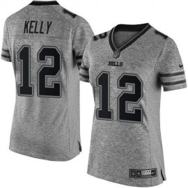 Nike Buffalo Bills #12 Jim Kelly Gray Womens Stitched NFL Limited Gridiron Gray Jersey